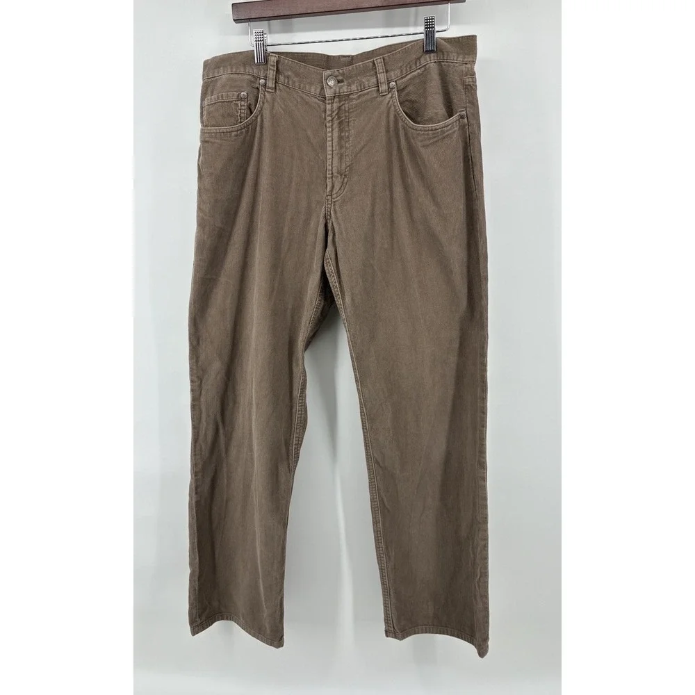 Brooks Brothers Corduroy Pants Men 34x31 Hudson Brown Flat Front Chino - Picture 2 of 7